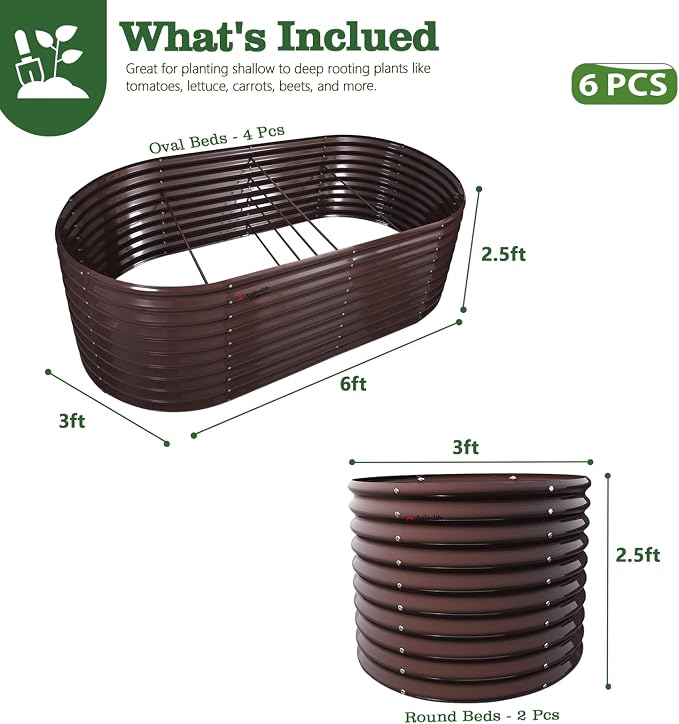A ANLEOLIFE Set of 6, 30 Inch Extra Tall Galvanized Raised Garden Beds Kit - Image 2