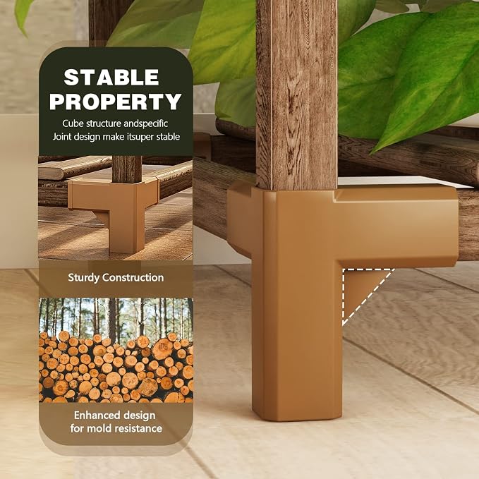 Bamworld Plant Stand Indoor Corner Plant Shelf Wood Plant Holder 13 Pots - Image 3