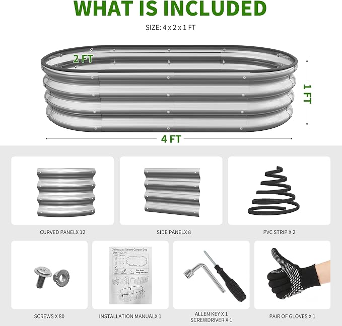 Galvanized Metal Raised Garden Bed Kit - Image 4