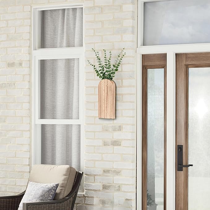 Wooden Wall Planter Vase Set of 2, Boho Hanging Planter - Image 4