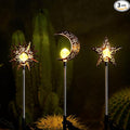Solar Garden Stake Lights, Moon Sun Star Yard Decorations Outdoor 3 Pack Solar by Tryme