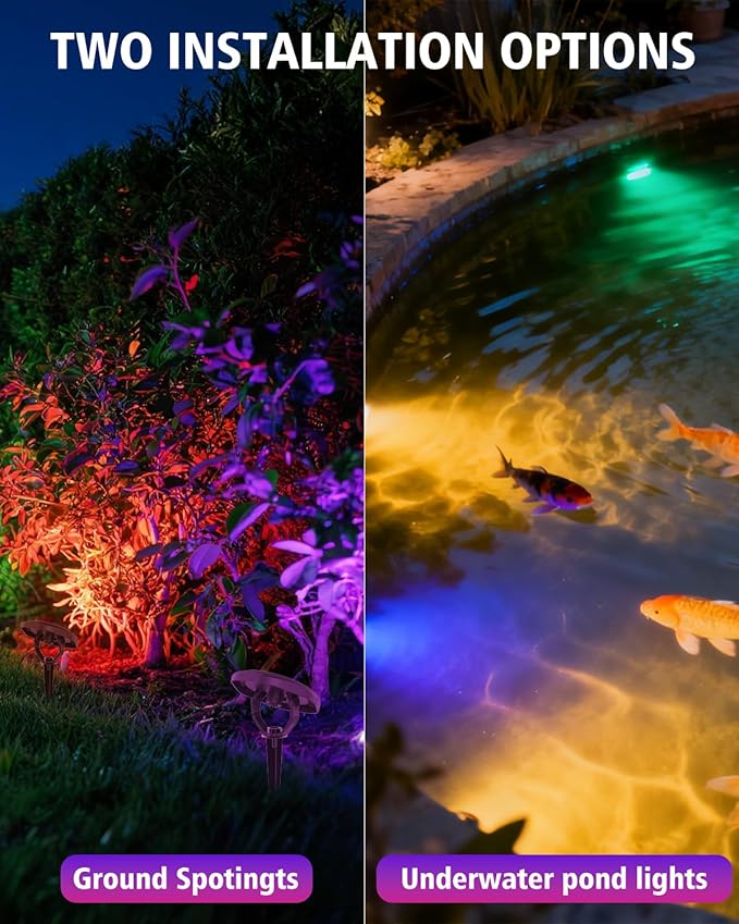 CORESLUX Solar Spot Lights Outdoor Waterproof IP68, 3-in-1 LED Color Changing - Image 4