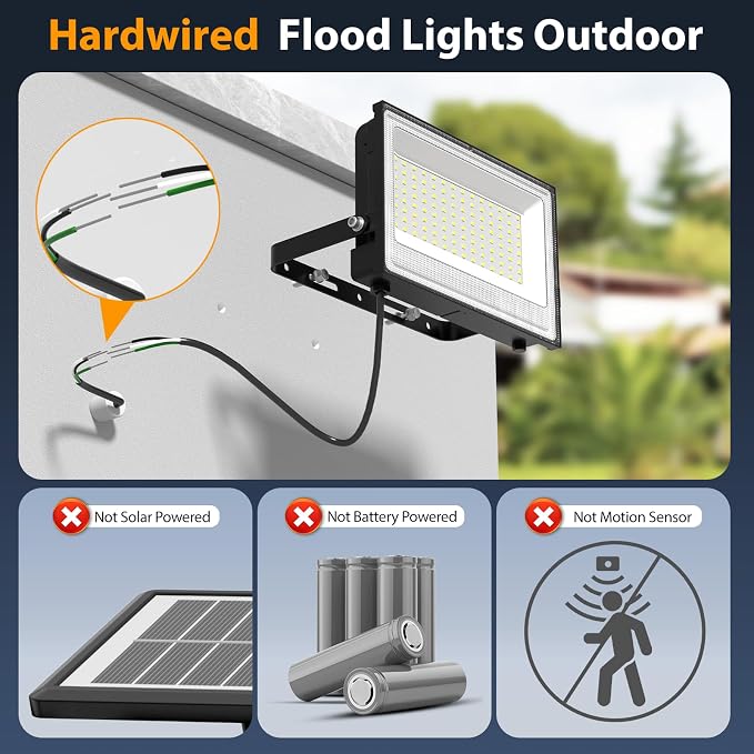 Onforu 150W LED Flood Light Outdoor, 15000LM Security Lights, IP66 Waterproof - Image 2