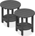 SERWALL Round Outdoor Side Table Set of 2, HDPE Small Adirondack Double End by SERWALL