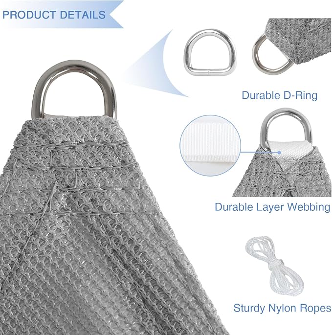 E&K Sunrise 6' x 6' x 6' Sun Shade Sail Triangle Canopy Shade Cover UV Block - Image 4