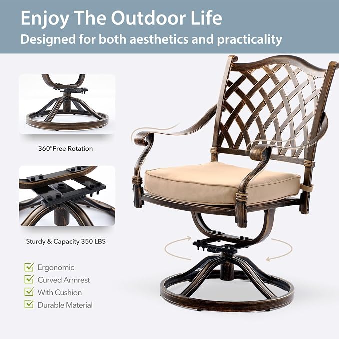 7-Piece Cast Aluminum Patio Furniture, Patio Dining Set - Image 5