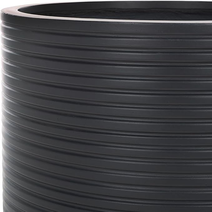 SAFAVIEH Outdoor Collection Nardo Black Cement Ficonstone Planter Pot - Image 7
