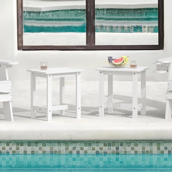 LUE BONA Outdoor Side Table Set of 2, HDPS Small Outdoor Table, Adirondack Side - Image 2