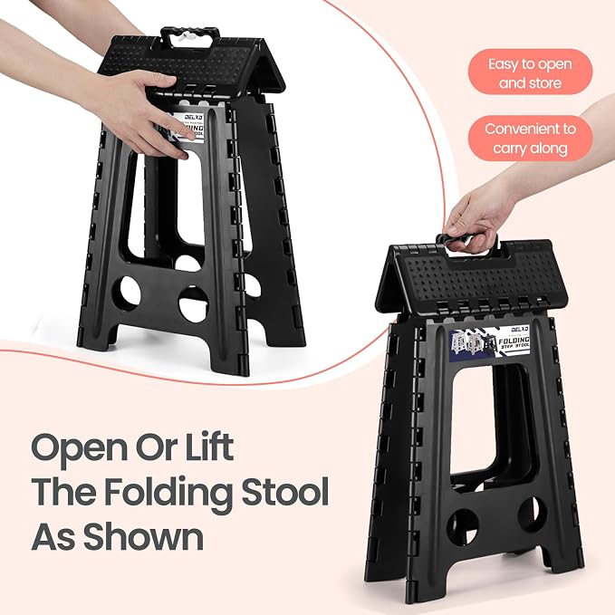 Delxo Folding Step Stool 17.5 Inch Non-Slip Foldable Stools - Image 6