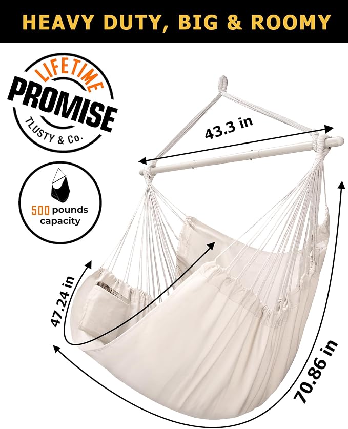 ADVOKAIR Hammock Chair Large 70.9"x47.2", 32% Bigger XXL Hanging Swing Chair - Image 4