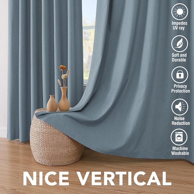 H.VERSAILTEX Linen Blackout Curtains 54 Inches Long 100% Blackout Thermal - Image 7
