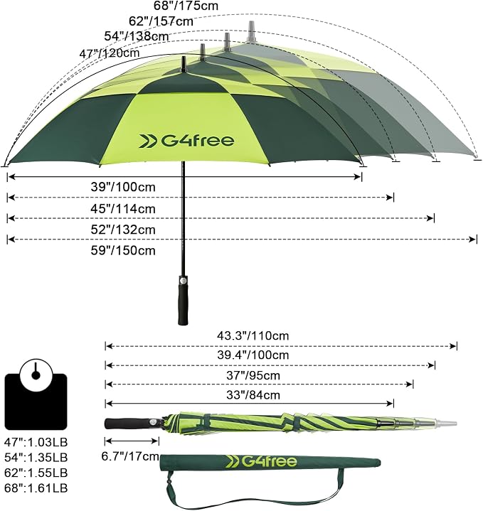 G4Free 47/54/62/68/72 Inch Automatic Open Golf Umbrella Oversize Extra Large - Image 2