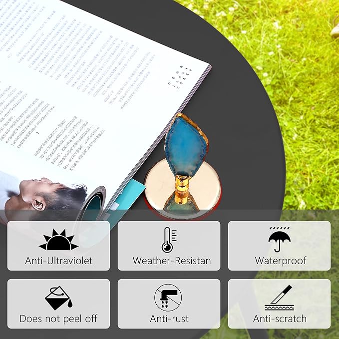 Patio Small Side Table Waterproof Round Metal Steel Weather Resistant Portable - Image 5