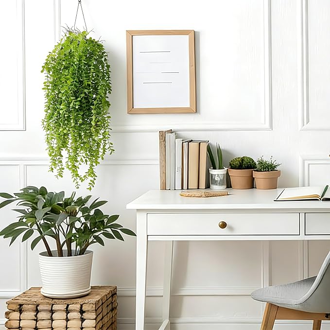 2 Pack Fake Hanging Plants, Artificial Hanging Eucalyptus Plants Greenery Vines - Image 2