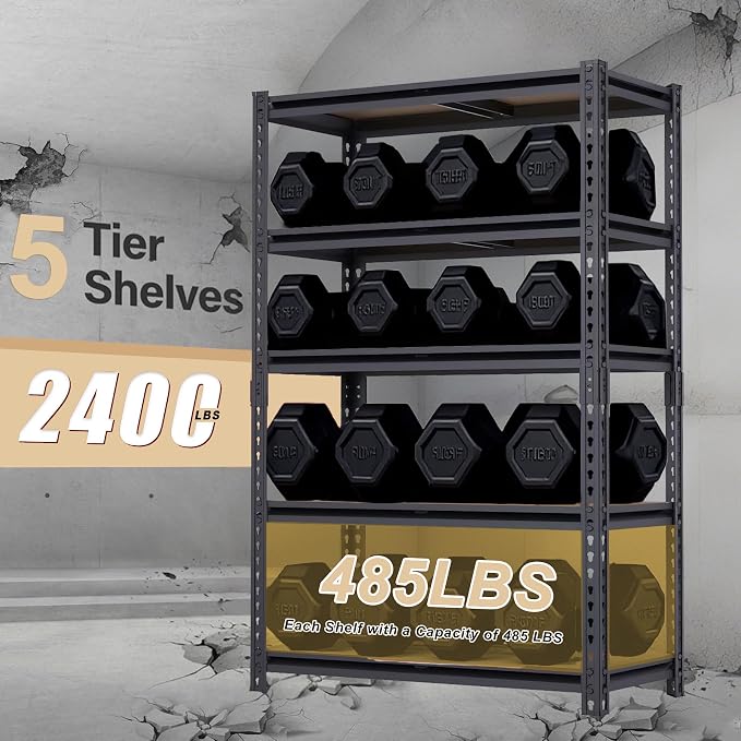 Garage Shelving, 2400 LBS Metal Storage Shelves, Adjustable Shelving Rack - Image 4