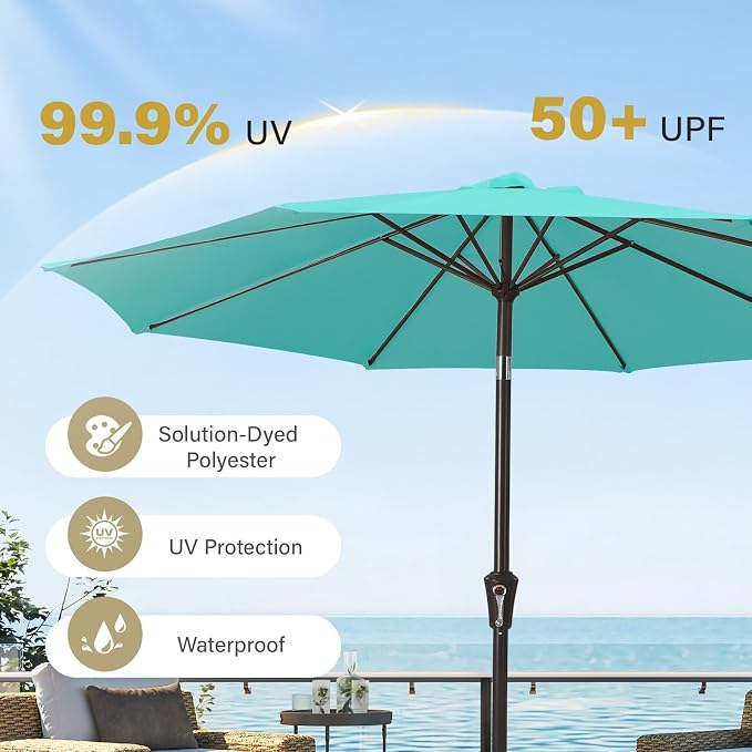 MEWAY 9ft Patio Umbrella Outdoor Table Umbrellas - Image 6