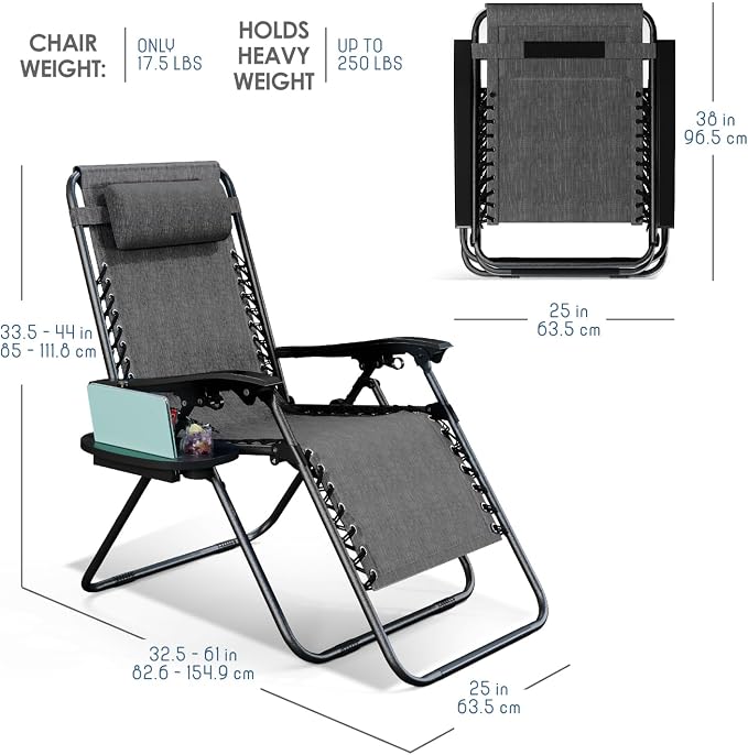 Nestl Zero Gravity Chairs Set of 6, Patio Lounge Chair Outdoor - Image 3