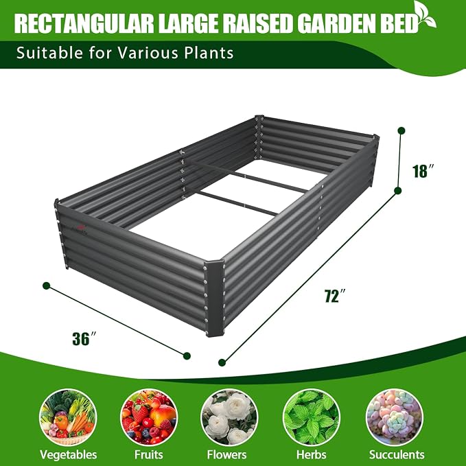 A ANLEOLIFE 6X3X1.5 ft Galvanized Raised Garden Beds Outdoor, Rectangular Metal - Image 6