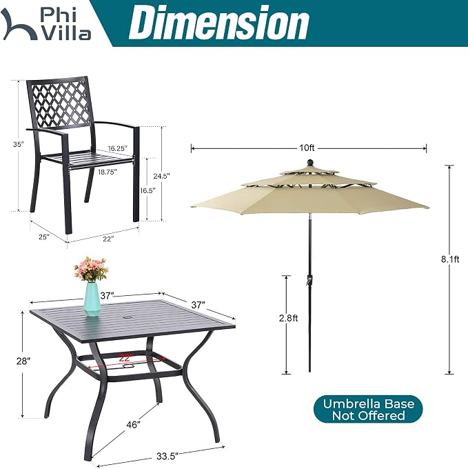 PHI VILLA Outdoor Dining Set 6 PCS - Image 8
