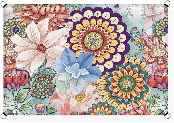 Sun Shade Sail 8'x10' Boho Floral Rectangle Sun Shade Sails Canopy Waterproof - Image 2