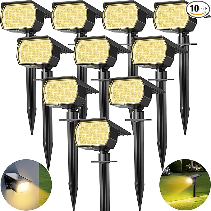 Solar Spot Lights Outdoor 10 Pack, Solar Landscape Spotlights Waterproof by TadyrealSolarLights