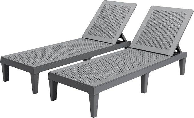 Greesum Outdoor Chaise Lounge Chair Set of 2, Waterproof 5-Position Adjustable by BuynowfromGreesum