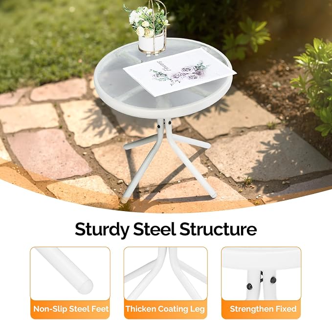 VINGLI Outdoor Side Table, Weatherproof Small Tables - Image 4