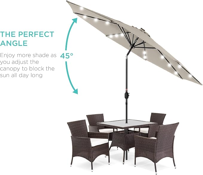 Best Choice Products 10ft Solar Polyester LED Lighted Patio Umbrella w/Tilt - Image 2