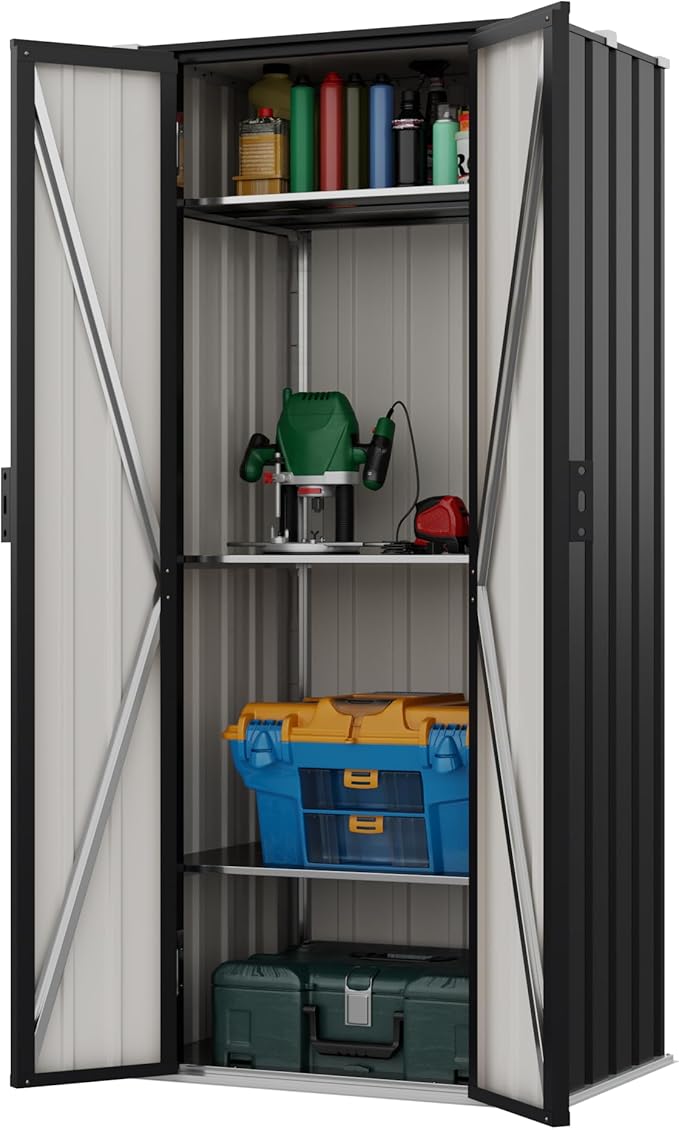 Devoko 28 Cuft Lockable Metal Storage Shed, Vertical Indoor Outdoor Tool Cabinet by DEVOKO