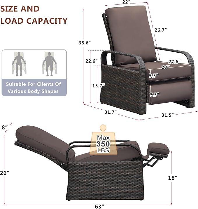 ATR ART TO REAL Outdoor Recliner, Outdoor Wicker Recliner Chair - Image 2