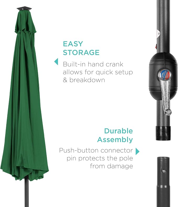 Best Choice Products 10ft Solar Polyester LED Lighted Patio Umbrella w/Tilt - Image 6