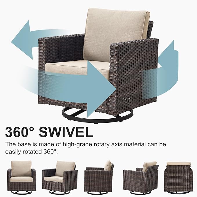 Belord Wicker Patio Furniture 5 Piece Outdoor Sofa Set, Oversize Outdoor Swivel - Image 5