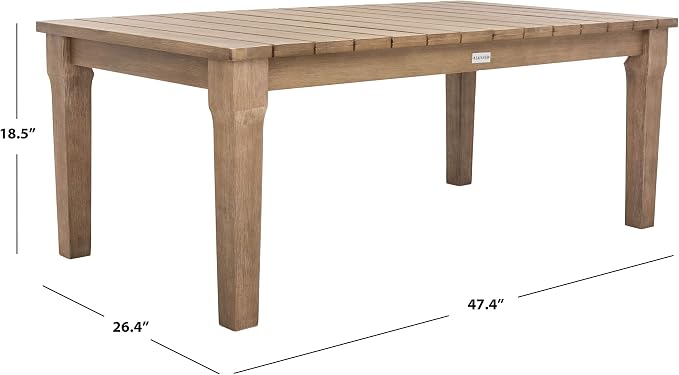 SAFAVIEH Couture Patio Martinique Natural Wood Outdoor Coffee Table - Image 3