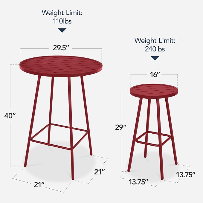 Best Choice Products 3-Piece Patio Dining Set, Bar Height, Outdoor Bistro Set - Image 2