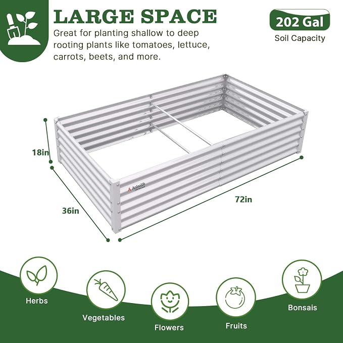 A ANLEOLIFE 6X3X1.5 ft Galvanized Raised Garden Beds Outdoor, Rectangular Metal - Image 3
