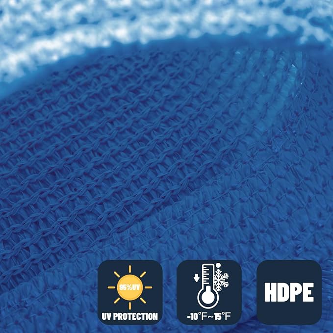 SUNNY GUARD Sun Shade Sail 8'x12' Rectangle Blue UV Block Sunshade - Image 4