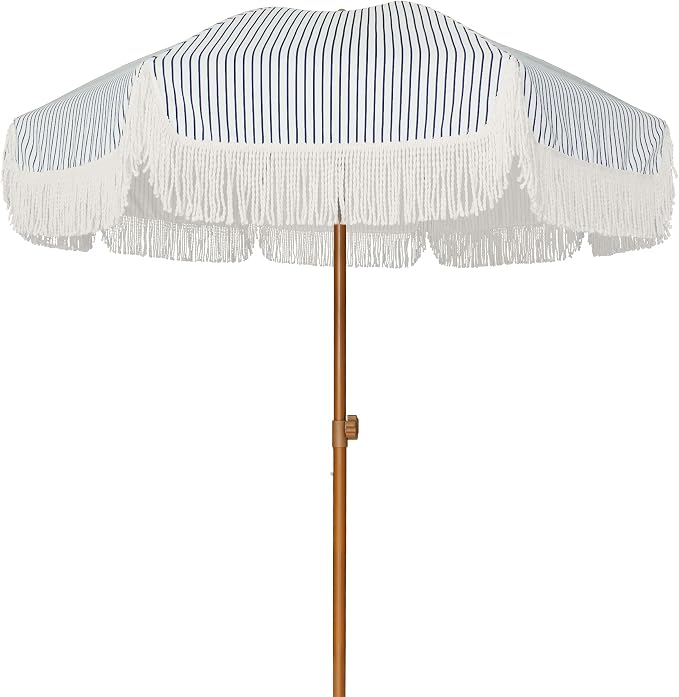 AMMSUN 7ft Patio Umbrella with Fringe Outdoor Tassel Umbrella UPF50+ Premium by AMMSUN