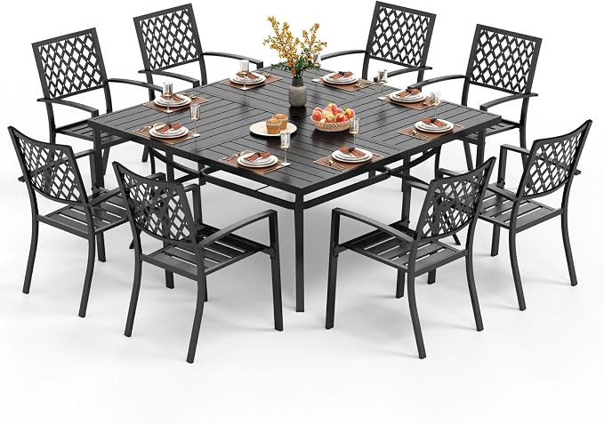 PHI VILLA 9 Piece Outdoor Dining Set by PHIVILLAThepioneerofcomfortablehouseholdsupplies