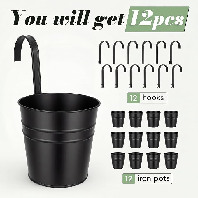 HowRU Hanging Flower Pots, Railing Planter Box - Image 4