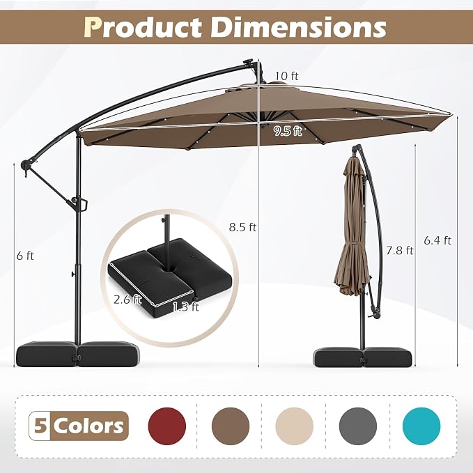 Tangkula 10ft Solar LED Patio Umbrella - Image 4
