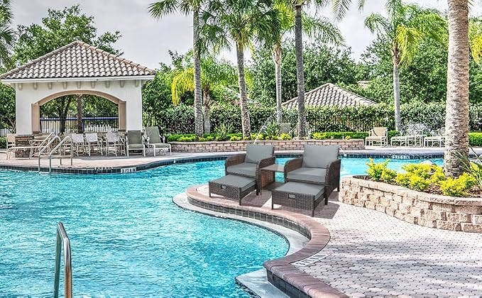 LEVELEVE Balcony Furniture 5 Piece Patio Conversation Set, PE Wicker Rattan - Image 9