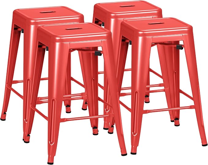 Furmax 24 Inch Metal Bar Stools Set of 4, Counter Height Bar Stools Height High by Furmax