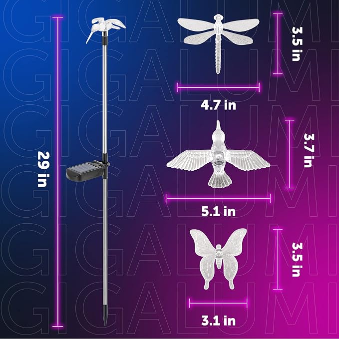 GIGALUMI Solar Garden Lights, 6 Pack Solar Butterfly Lights Decoration - Image 4