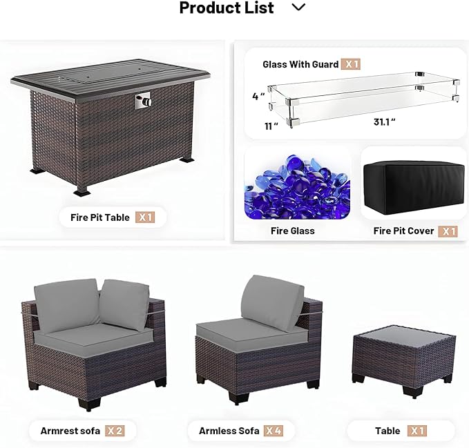 Kullavik 8 Pieces Outdoor Patio Furniture Set - Image 6