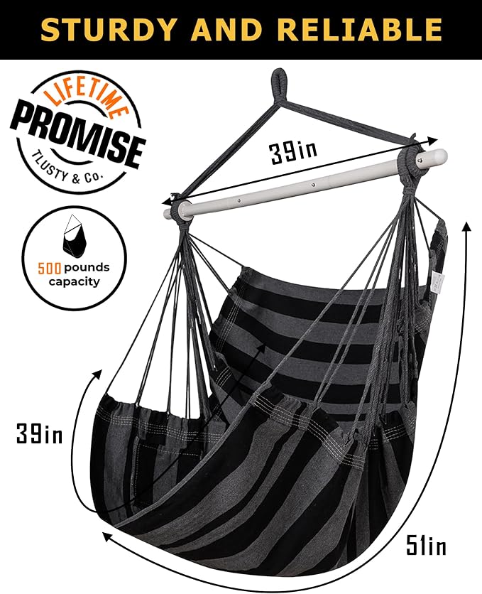 ADVOKAIR Hammock Chair Swing, Heavy-Duty Hanging Rope Swing Seat Supports 500 - Image 5