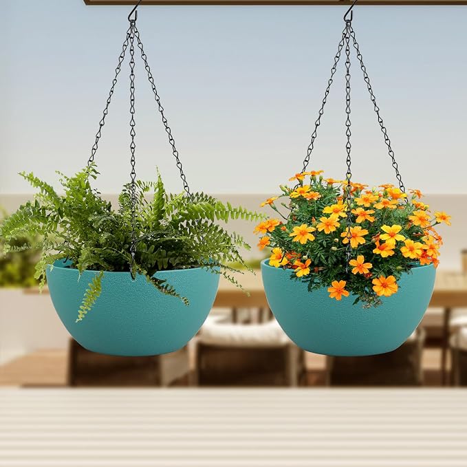 12 inch Large Hanging Planters for Indoor Outdoor Plants, 2 Pack Hanging Flower - Image 6