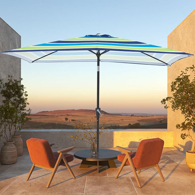 JEAREY 6.5x10 ft Rectangular Patio Umbrellas Rectangle Outdoor Umbrella - Image 4