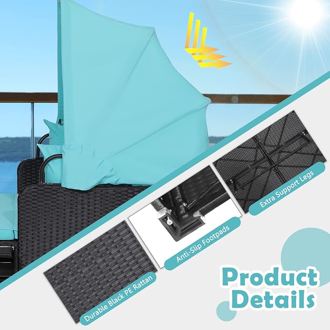 ORALNER Outdoor Daybed, 2-Person Wicker Patio Sofa - Image 6