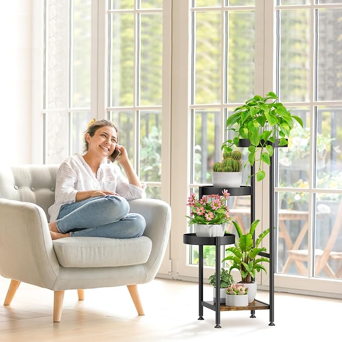 Plant Stand Indoor Outdoor Clearance, 4 Tier Tall Corner Metal Flower Pot Shelf - Image 7