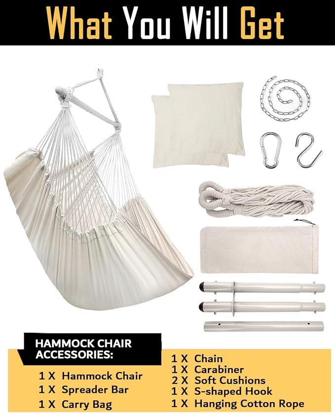 ADVOKAIR Hammock Chair Large 70.9"x47.2", 32% Bigger XXL Hanging Swing Chair - Image 7
